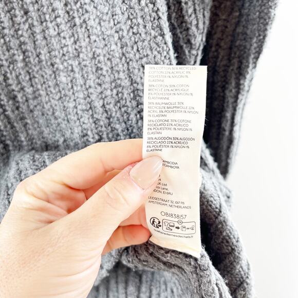 Maeve Anthropologie Dakotah Mock Neck Ribbed Long Sleeve Sweater Gray Large - Picture 5 of 7